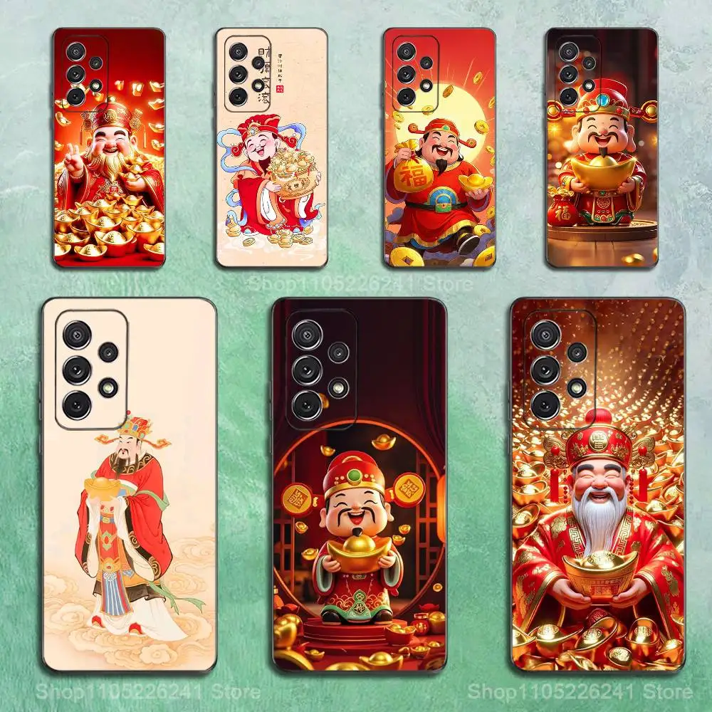 

Painting God Of Wealth Case For Samsung S23,S25,S20,S10,S9,S21,S24,S22,Ultra,FE,Plus,Lite,Soft Silicone Black