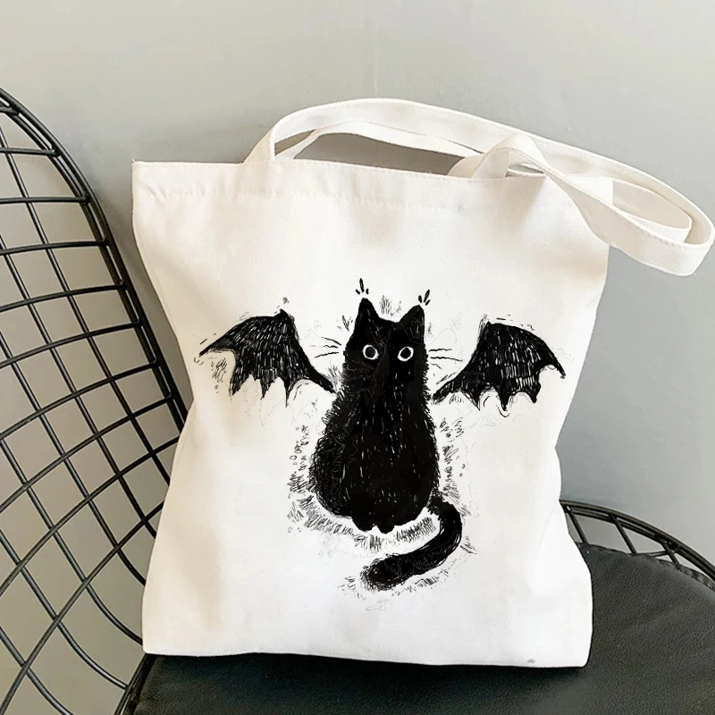 Bolso de compras mágico con pinturas de gatos, bolsa de yute plegable, reutilizable, ecológico