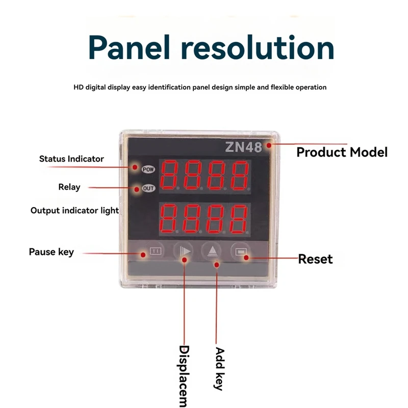 ZN48 Series Digital Time Relay Counter Multifunction Cycle Delay AC220V DC24V Cycle Chronograph, And Frequency Meter D