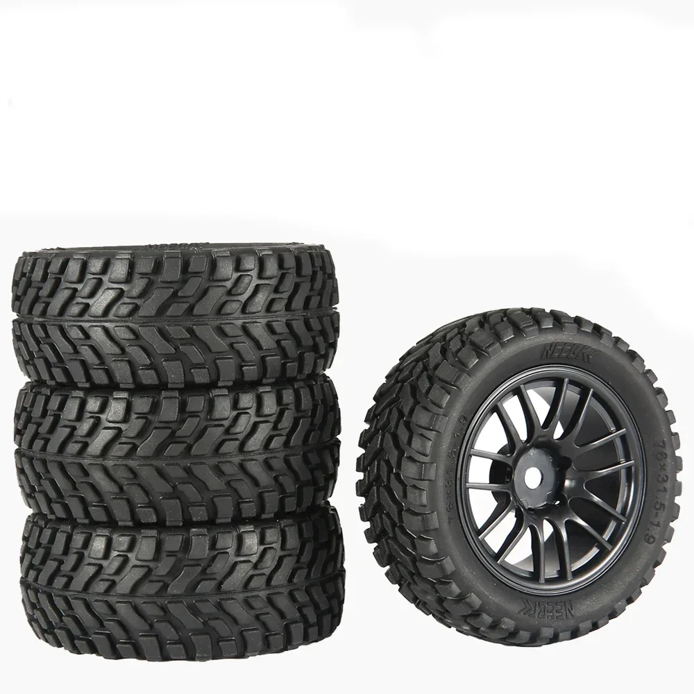 NEEBRC 12mm Hex Hubs 1.9Inch 75mm Off Road Buggy Tires Wheel Rubber for RC 1/14 1/16 1/10 Car Wltoys 144001 Scx10 Traxxas Parts