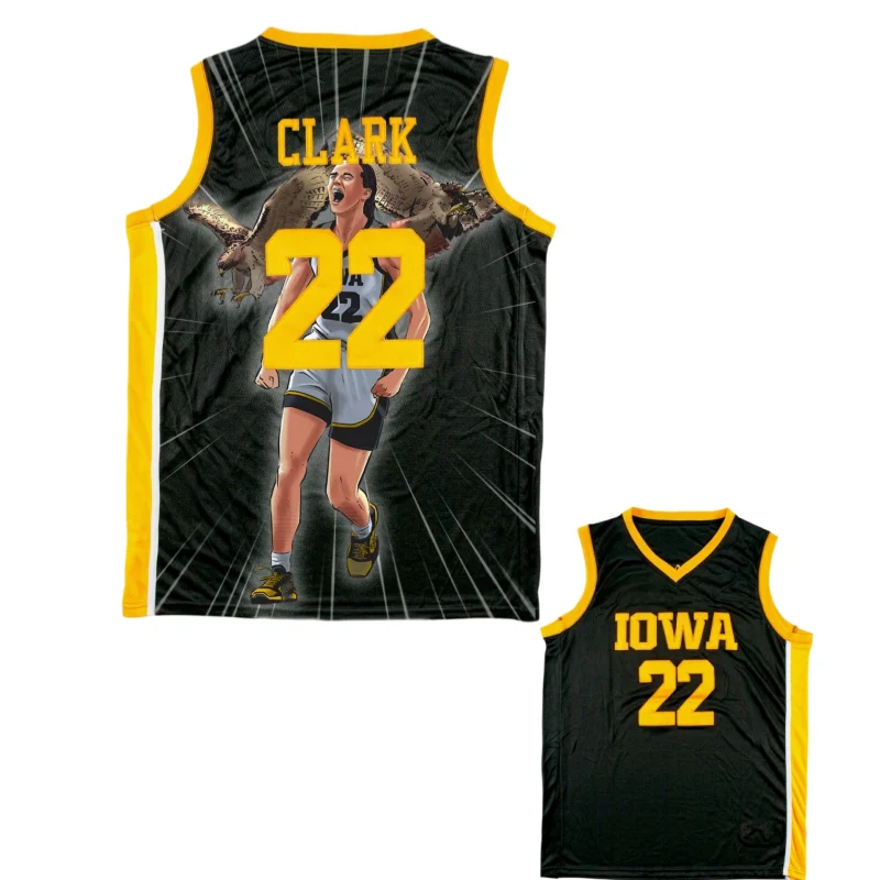 26-27 Neuheiten Iowa #   22 Caitlin Clark Herren-Basketballshirt, 3D-Druck, Basketball-Trikot, Fanwear, schnelltrocknendes T-Shirt