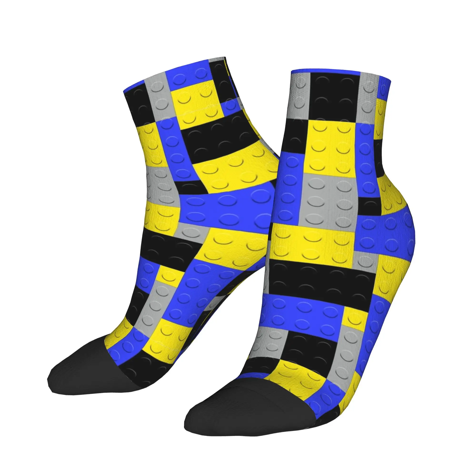 Casual Socks Yellow Gray Blue Black Building Blocks Bricks Master Builder Non Skid Soft Sock Autumn Leisure Design Outdoor Socks