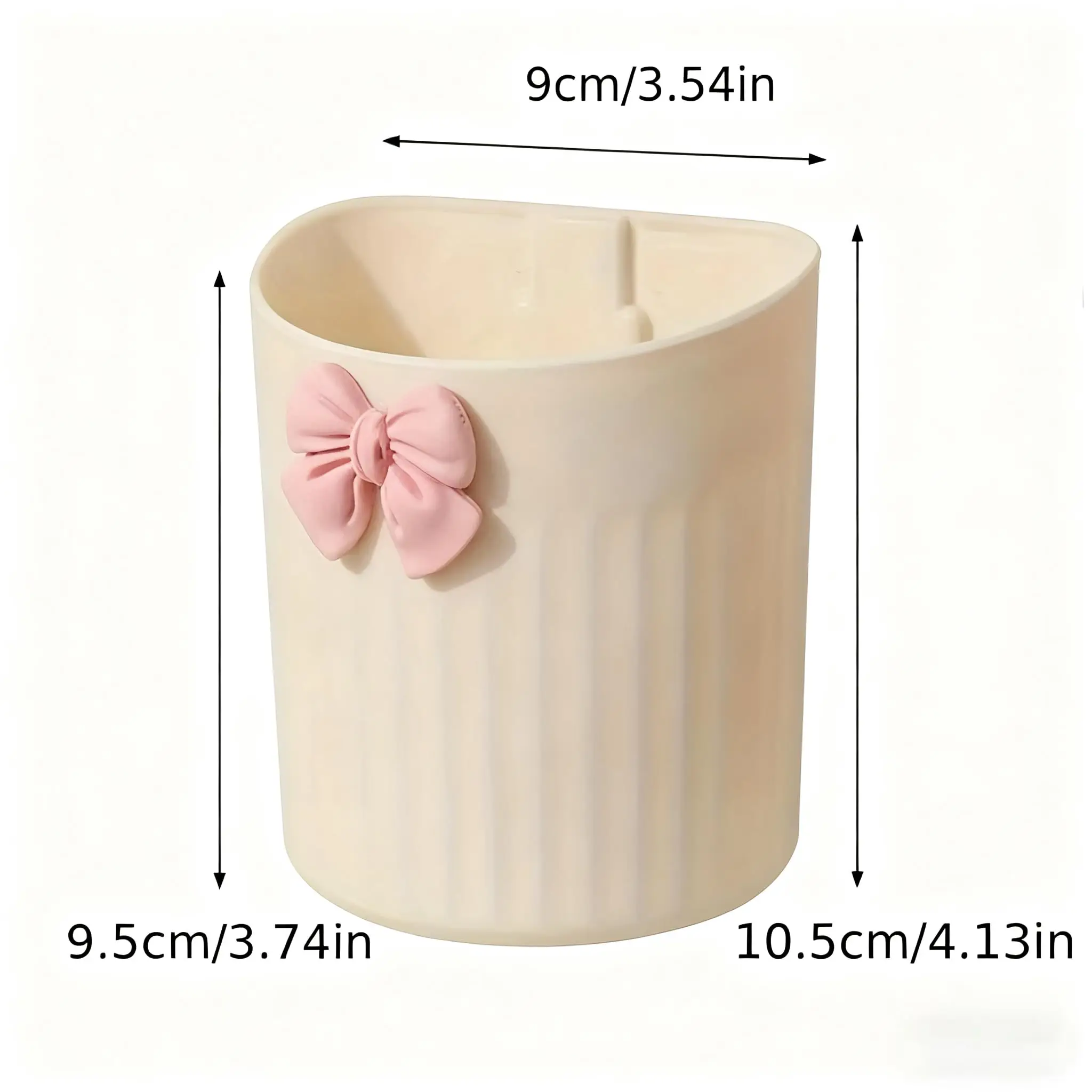 Wall Mounted Cup Holder with Bow, Waterproof Toothbrush Rack, Space-Saving Bathroom Organizer, No Drilling Needed, Includes Hook