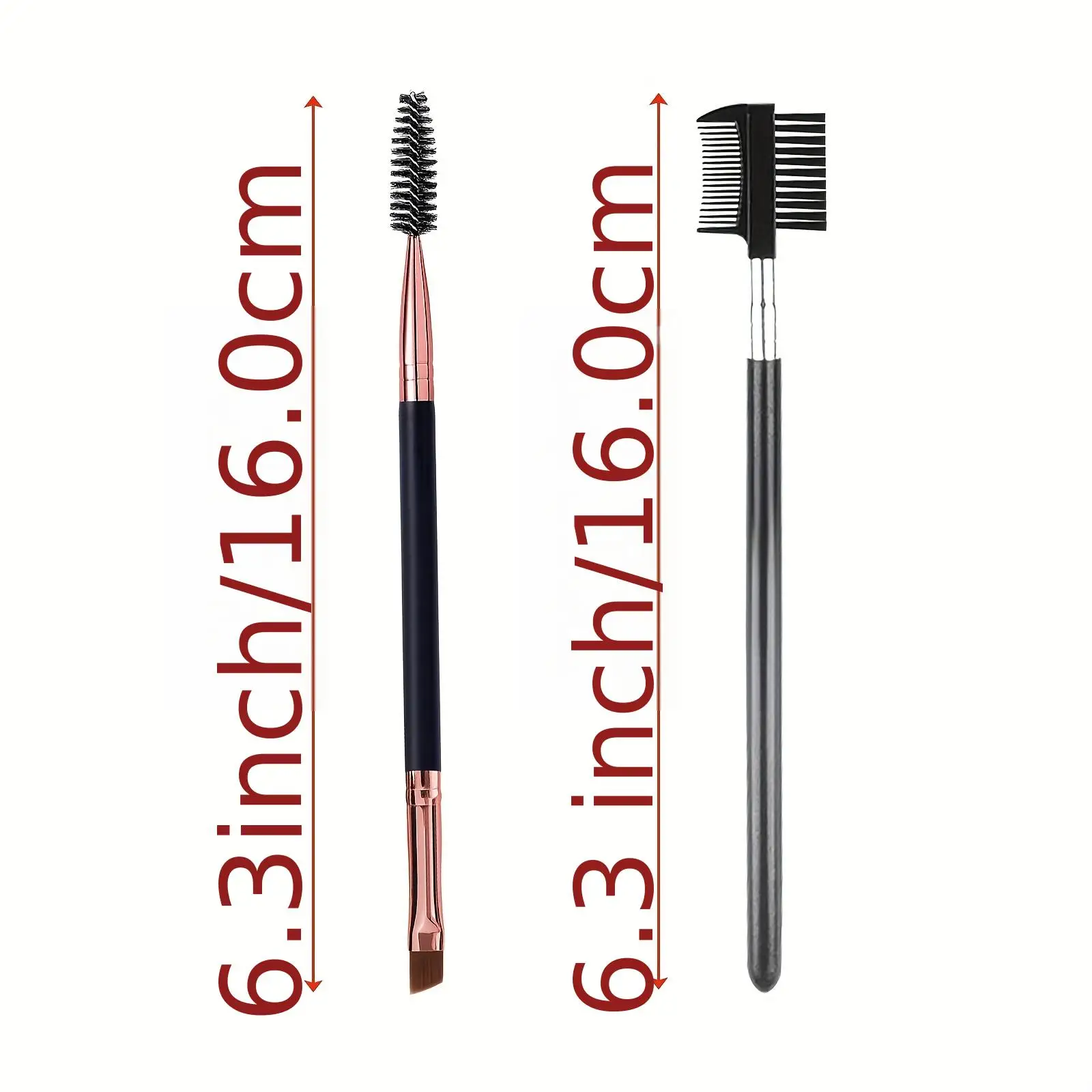 2PCS Eyelash Brush Set New Design Single and Dual Ended Spoolie Lash Comb Brow Brush Portable Makeup Tool