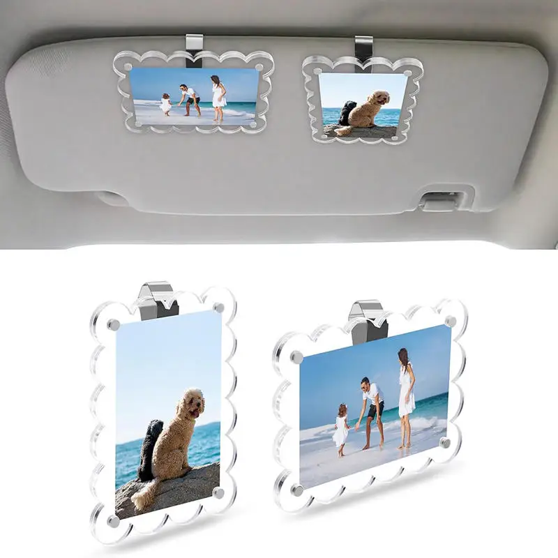 1/2/4/6/10PCS Car Picture Holder for Sun Visor Magnetic Car Visor Photo Clip Vertical Photo Display Clear Car Picture Frame
