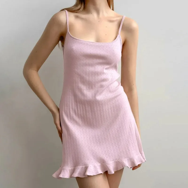 Summer Women's Simple Solid Color Strap Nightgown，Spaghetti strap full-length dress，Comfortable and simple off-shoulder home