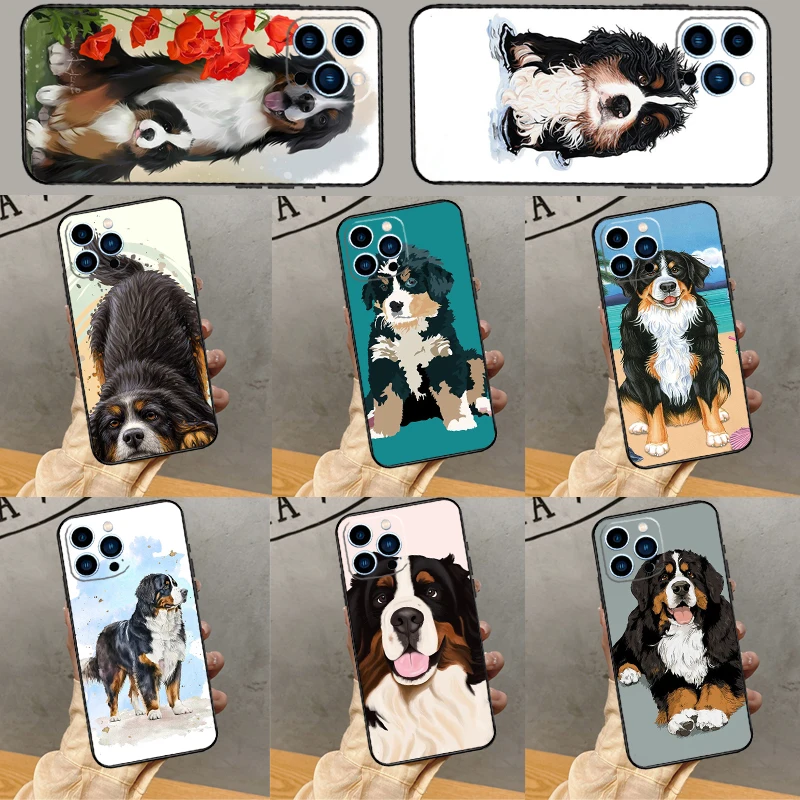 Bernese Mountain Dog Case For iPhone 16 15 13 12 Mini 11 14 Pro Max Cover For iPhone 16 15 XR X XS MAX 7 8 Plus