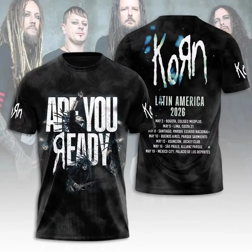 2026 New Best‑Seller‑Trending‑Korn‑Band‑Latin‑America‑2026‑Tour‑Double‑Sided‑Print‑Short‑Sleeve‑T‑Shirt