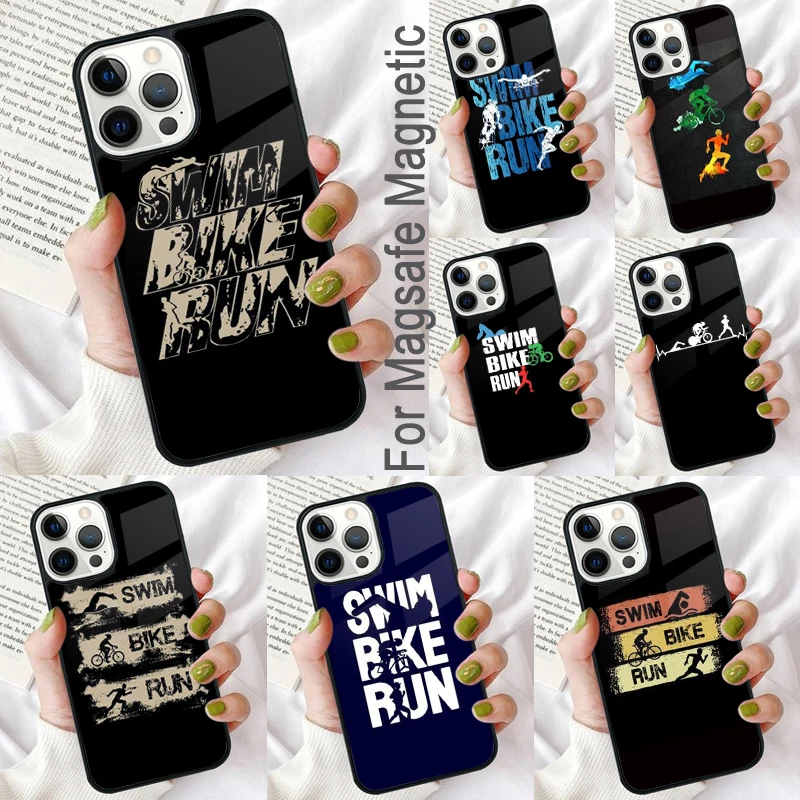 

Магнитный мягкий чехол для телефона для триатлона Tri Life, для плавания, езды на велосипеде, для iPhone 16 Promax 15 Pro 13 14 Plus 11 12 Mini MagSafe Coque