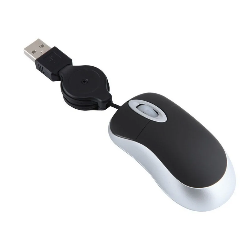 Retractable Cable USB Wired Mouse Lightweight Plug-and-Play mini Retractable Mouse Ergonomic Shape Portable Computer Mice