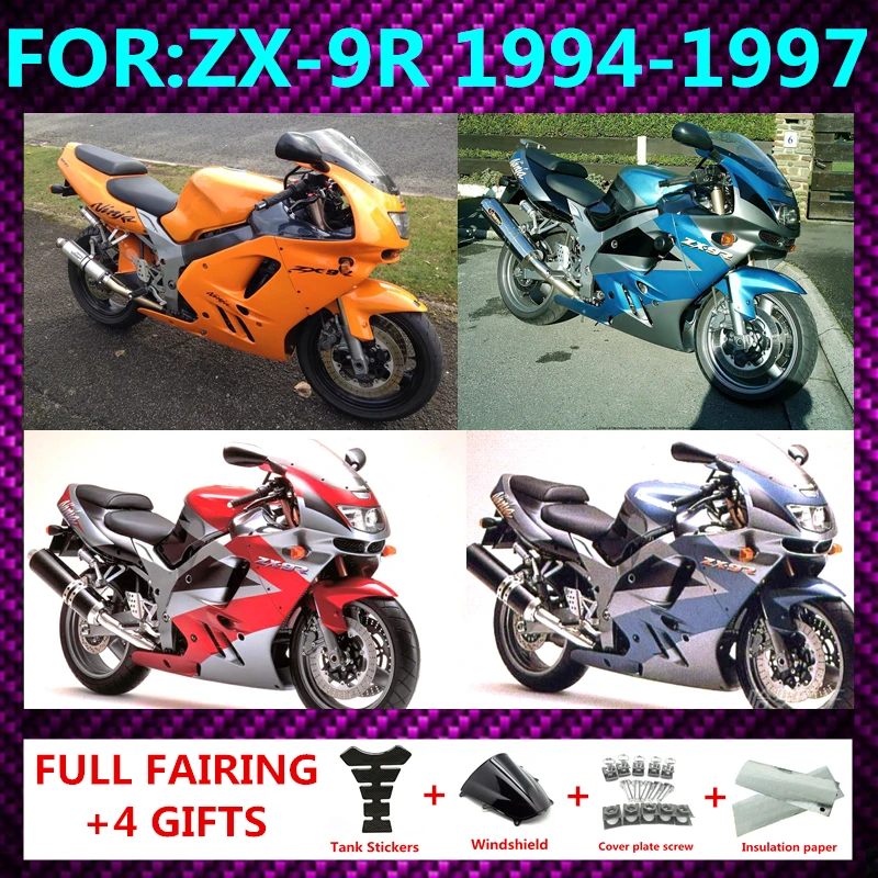 

for Kawasaki ZX-9R ZX9R 1994 1995 1996 1997 Motorcycle Accessories Bodywork Set Injection ABS Plastics Full Fairings Panel Kit