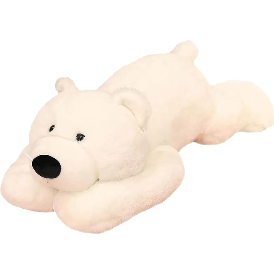 Gewichtete Kuscheltiere 6,2 lbs Weißer Eisbär Plüschtier 29,5 Zoll Dekokissen Geschenk für Jungen Mädchen