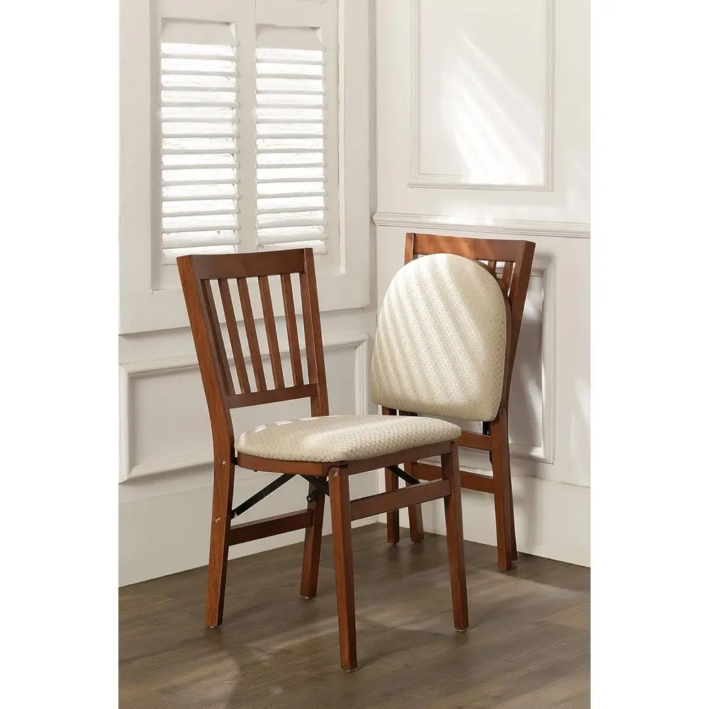 Premium Solid Wood Dining Table Compact olding Chair Set with Blush abric Padded Upholstered Seat, ruitwood (Set o 2)
