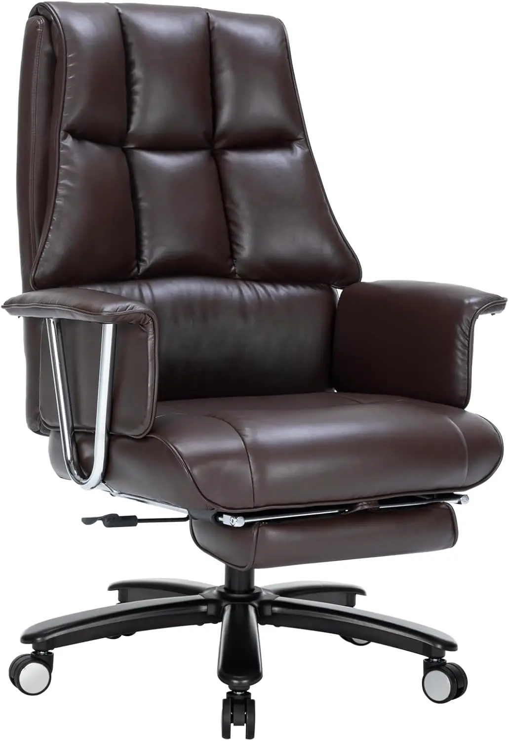 발받침 달린 헤비 듀티 사무실 의자, 400lbs-큰 키 PU 가죽, 인체공학적 사무실 의자, 무거운 사람용 하이 백 컴퓨터 의자