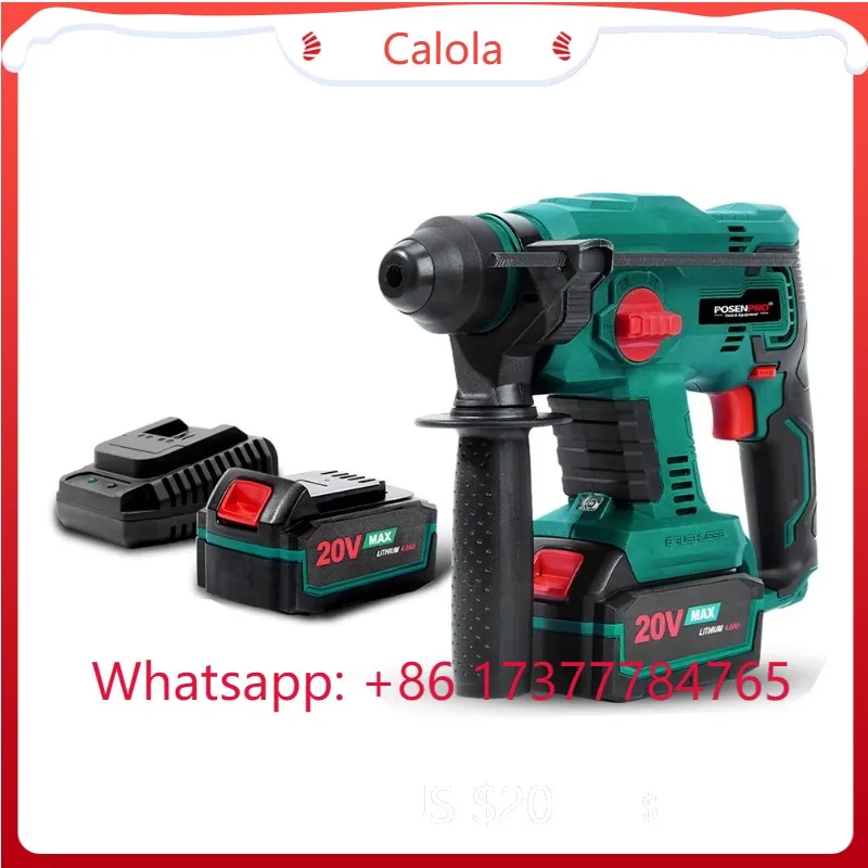 Brushless Cordless Rotary Hammer 20V Multi Function Power Tool Two Batteries