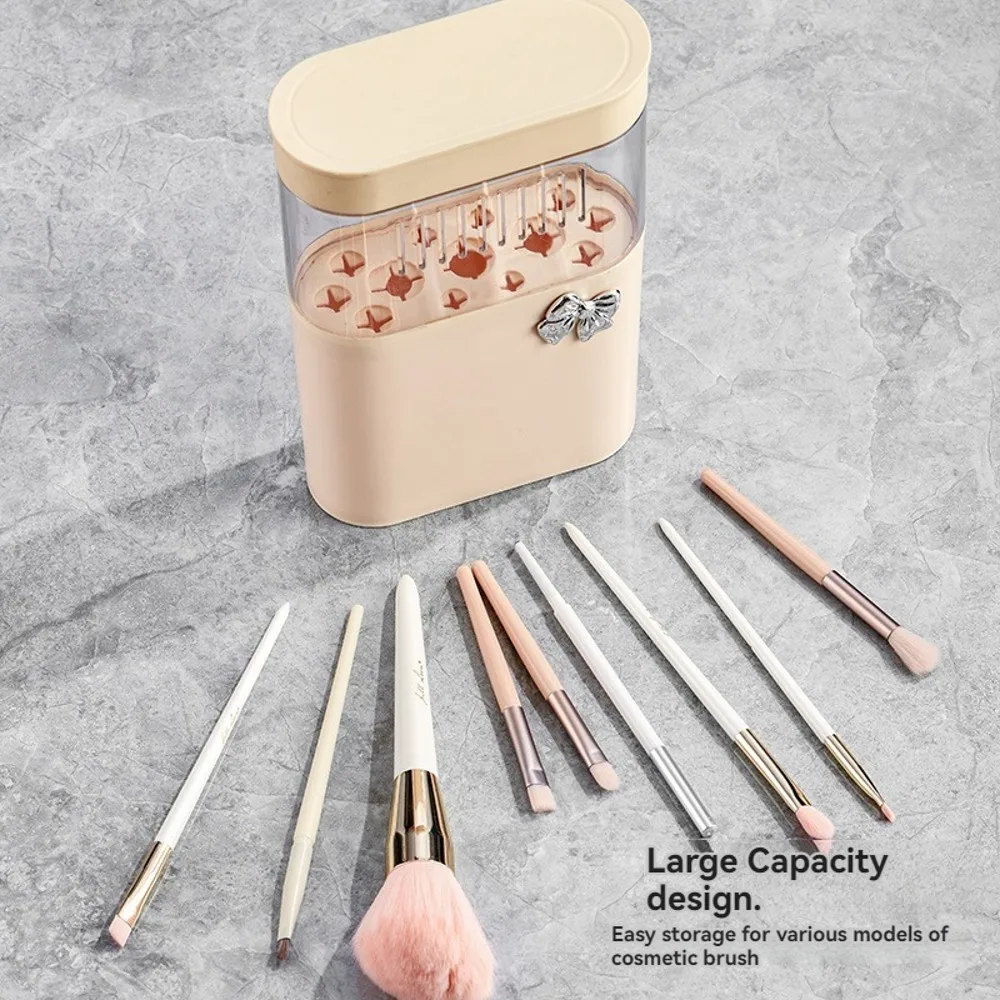 Make-Up Brush Drying and Storage Box with Lid, Acrylic Makeup Brush Air Drying Rack Holder Cosmetic Brush Organizer, 13 Holes