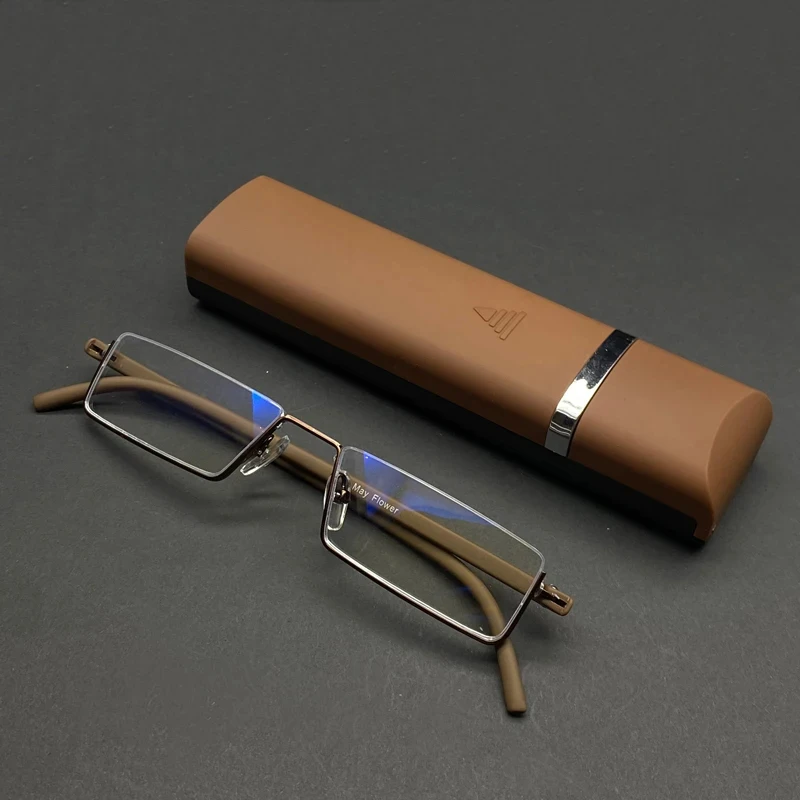 Mai Blume TR90 Presbyopie Brille Mann Blau Licht Lesebrille Männer Metall Quadratische Gläser Für Anblick Plus Linsen + 1,75 + 2,25 + 2,75 – Detail 7