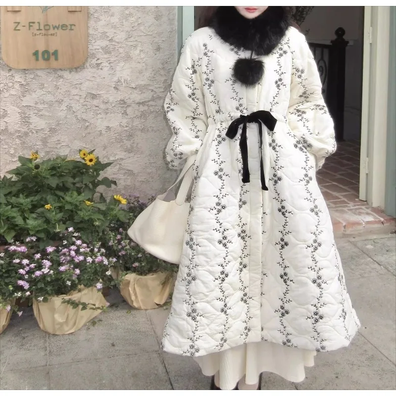 Cotton-padded Clothes Chinese Winter National Style 2024 New Fashion Medium and Long Age-reducing Long Thickened Coat
