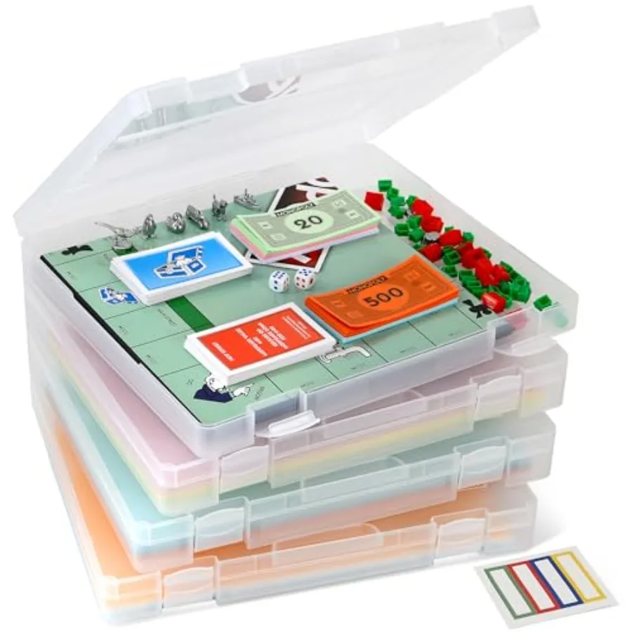 

4-Pack Art and Craft Organizer Storage Case - Semi Transparent Stackable Plastic Craft Storage Container, Project Organizer Box