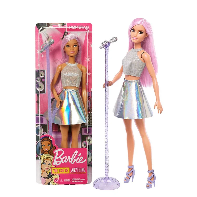 Original Barbie Doll Careers Pop Star Singer Toys for Girls Genuine Top Brand Mattel Children's Christmas Gifts for Kids Babies