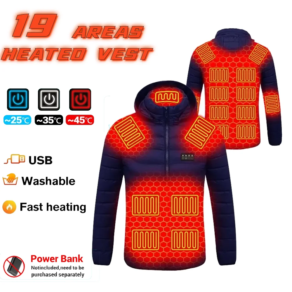 

outdoor sports winter cold-proof heating jacket outdoor leisure cold-proof jacket Black warm jacket Winter warm cotton coat