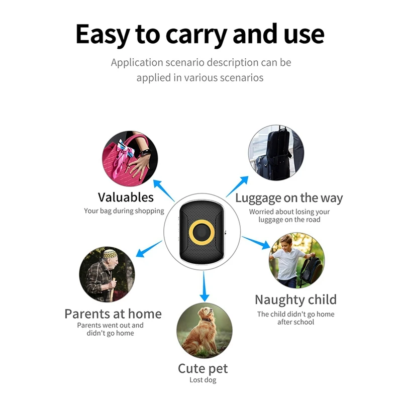 Voice Listening GPS Tracking Device, SOS 4G, Colar Tracker, Sistema de Alarme para Idosos, Black A