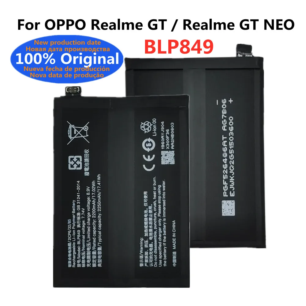 

100% Original BLP849 4500mAh Battery For OPPO Realme GT / Realme GT NEO High Quality Phone Replacement Batteries