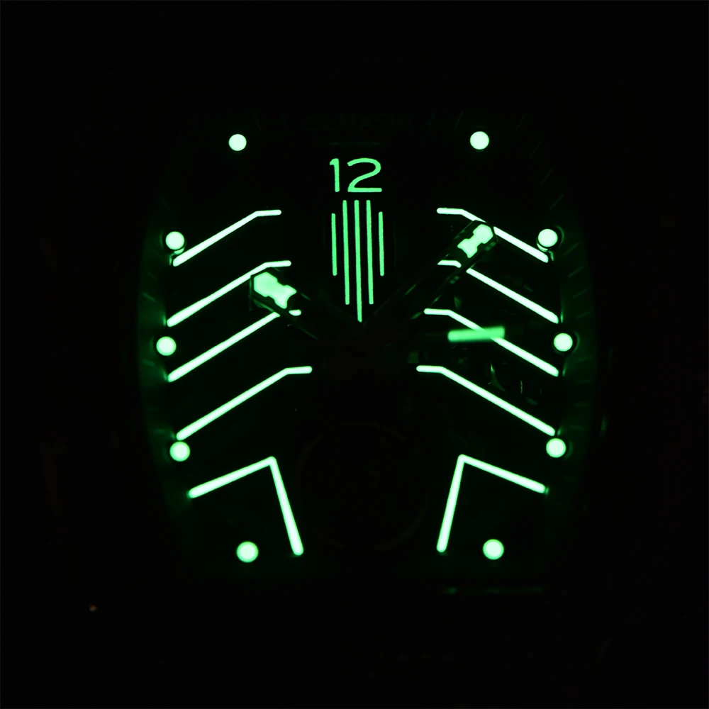 OUMASHI tourbillon automatisch horloge heren roestvrijstalen bezel frame mechanisch horloge luxe klok waterdicht 10ATM herenhorloge