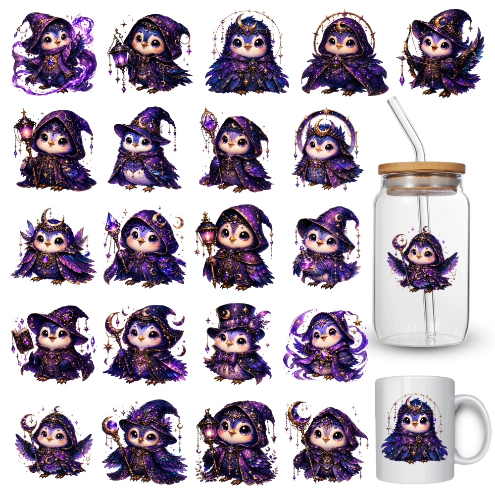 21 Pcs Mystical Owl Wizards UV DTF Stickers Plastic Self-Adhesive Labels UV DTF Stickers for 16 oz Tumbler