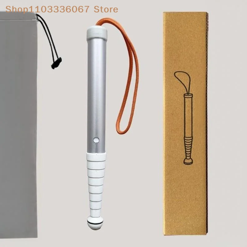【HLS】【HB】Telescopic Blind Cane Walking Stick Blind Reflective Cane Lanyard Anti Slip Foldable Lightweight Shockproof Crutch