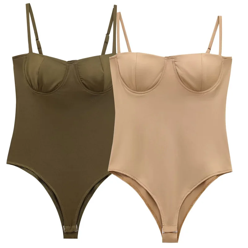 HXAO Slip Body femmes été 2025 femme minceur corps Sexy femmes Rave string haut sans manches tasse dos nu Camisole Body 066