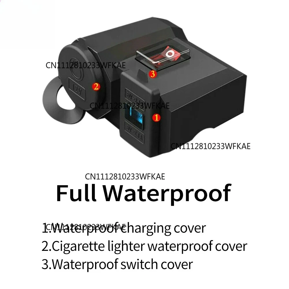 Motorcycle 12V USB Cigarette Lighter Socket Waterproof 12v Power Suply Car Charger Adapter Digital Display With Switch