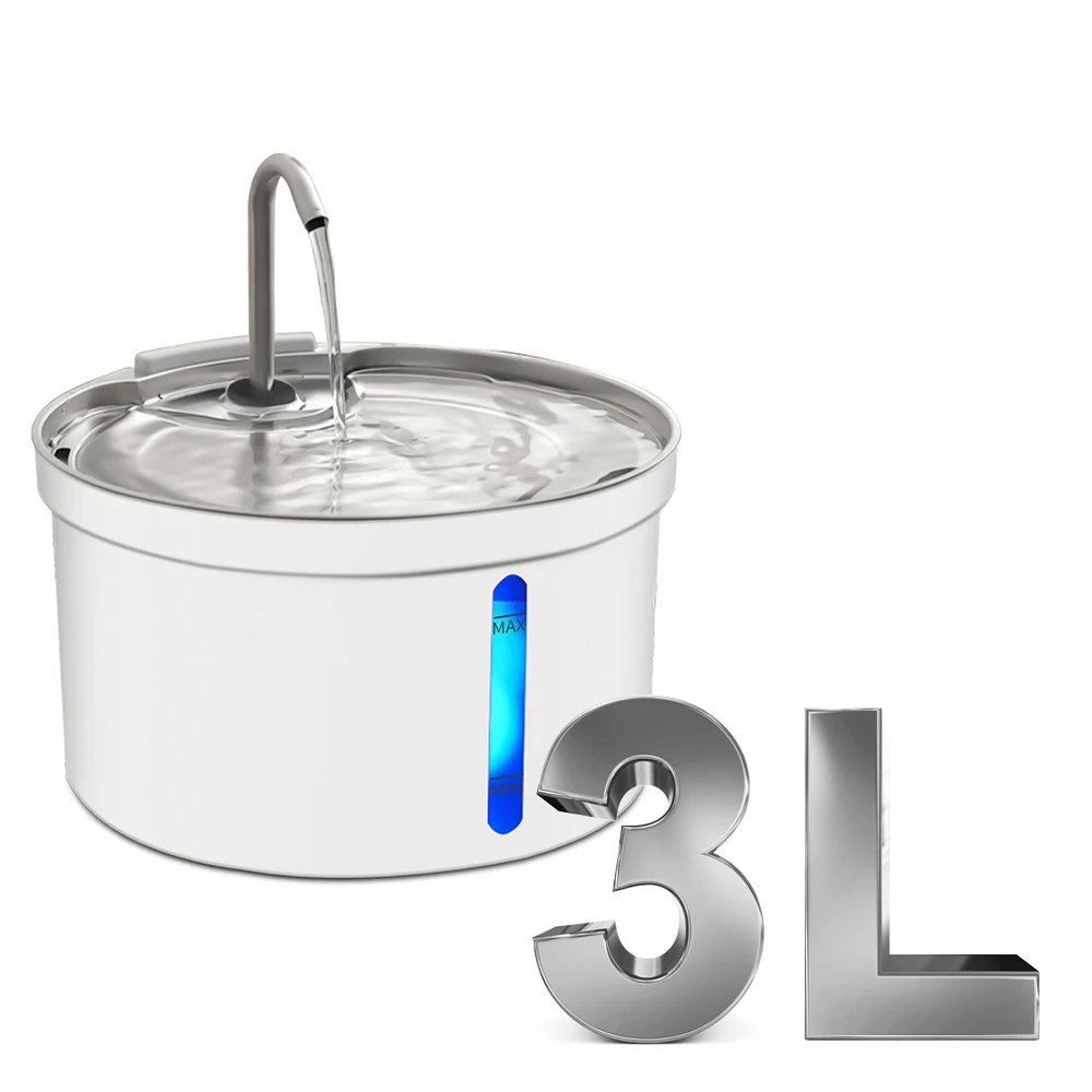 

Stainless Steel Cat Water Fountain,3L,Pet Water Dispenser With Filter,Dog Drinking Fountain For Cats,Ultra Quiet Water Pump