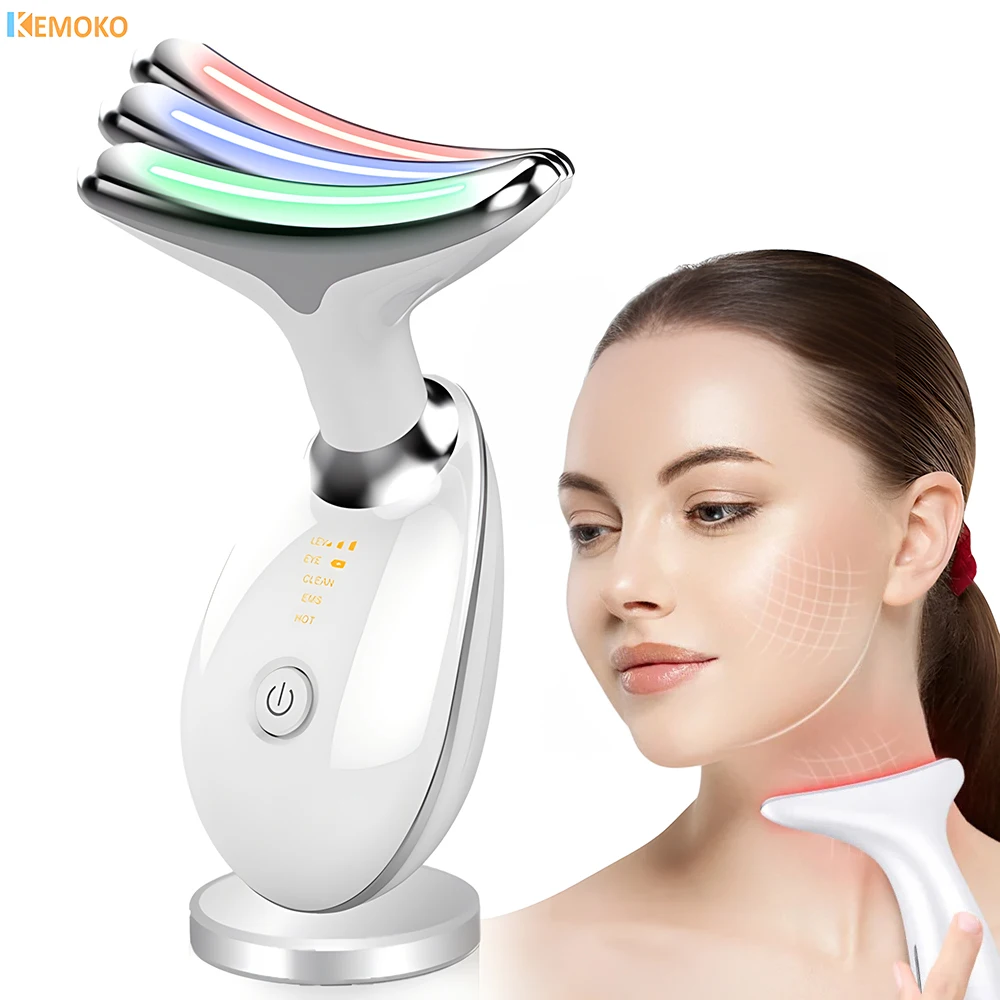 Microcorrent Neck LED Photon Terapia, EMS Face Lifting Massagem, Beleza Facial, Cuidados Com A Pele, Apertar Dispositivo, Anti Rugas Removedor