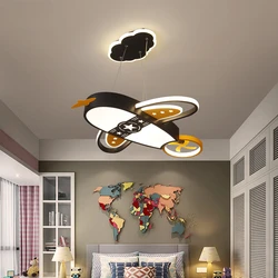 Modern Modest Ceiling Lamps for Room Children Kids Baby Boys Aircraft Art Chandelier Colorful Bedroom Led Lights Home-appliance