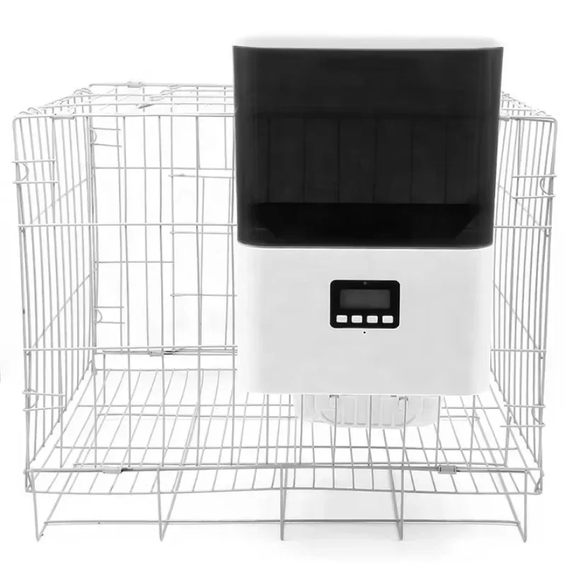 ケージ自動ペットタイマーフィーダー 2.3リットル容量のスマートフードディスペンサー、ウサギ、猫、犬用の部分制御機能付き