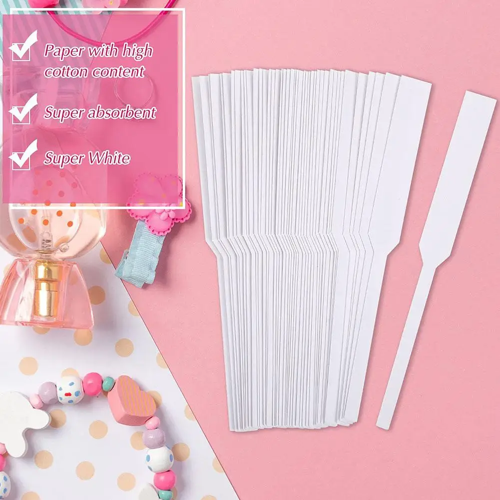 100pcs White Perfume Test Paper Disposable Aromatherapy Fragrance Essential Oil Testing Strip Strong Water Absorption Thickening