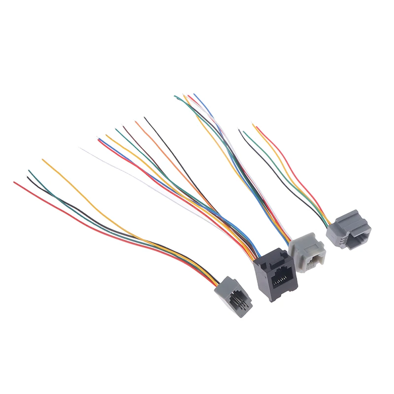 5PCS 616E 623k 616M 641D RJ11\RJ12\RJ45 Female Socket for Internet Phone With Cable 15cm