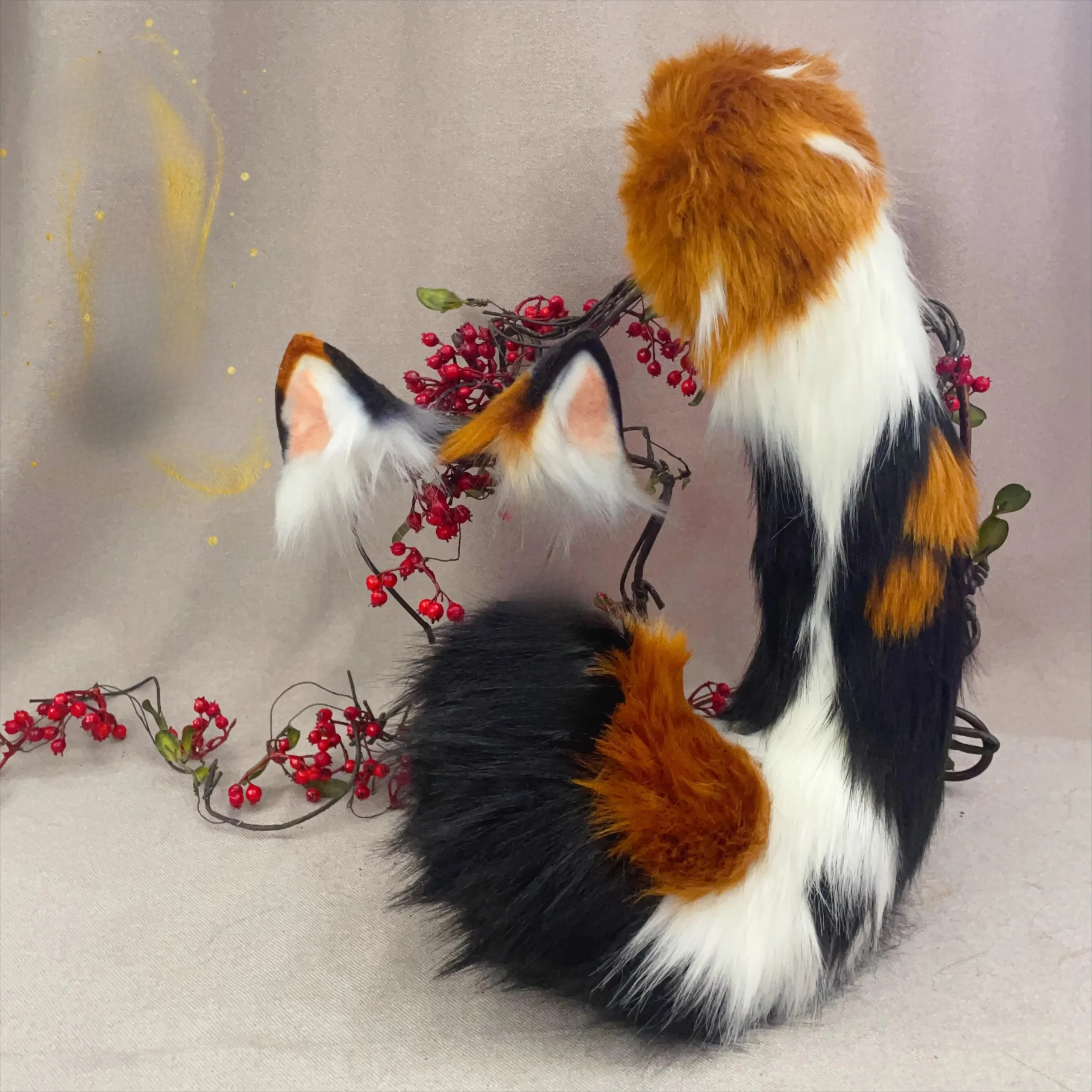 New Hand Made Ear and Tail Animal Claw Three Flowered Cat Cosplay Halloween Props Hair Hoop Animation Clothing DIY Accessories 5