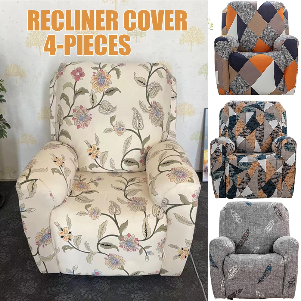 

1 Seat Anti Slip Recliner Sofa Covers Printed Stretch Reclining Couch Slipcovers with Elastic Bottom for Living Room Cubre Sofa