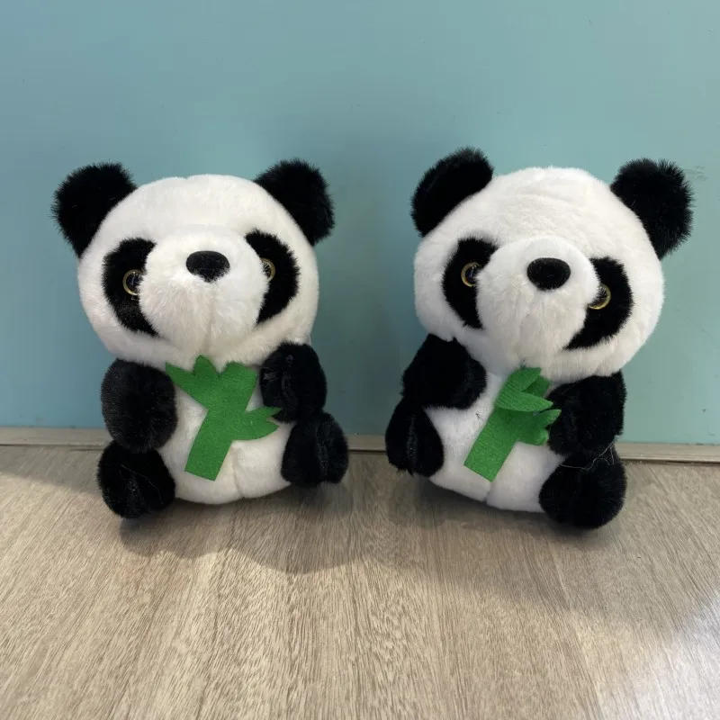 Creative three-dimensional sitting panda pendant cute embrace bamboo panda plush doll Keychain trendy couple bag ornaments