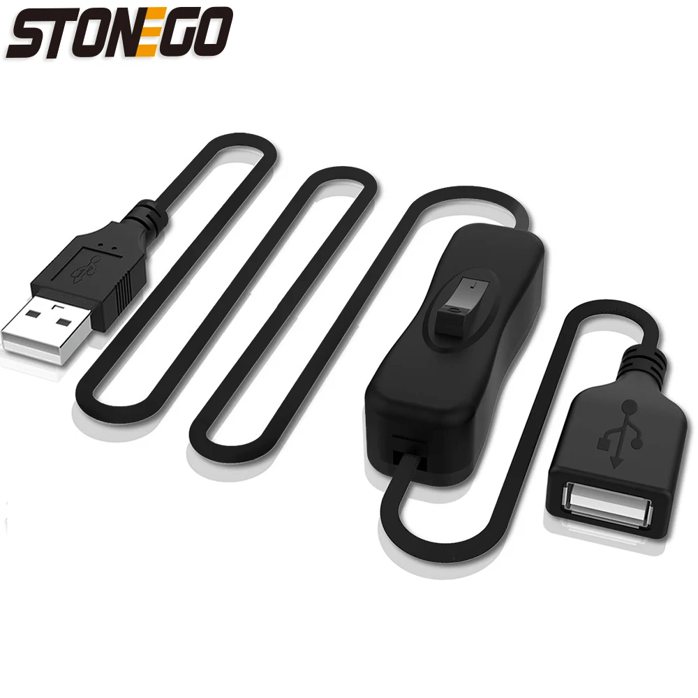 STONEGO USB Switch Extension Cable - Data Transmission & Power Supply, with Power Switch for LED Strips & USB Devices