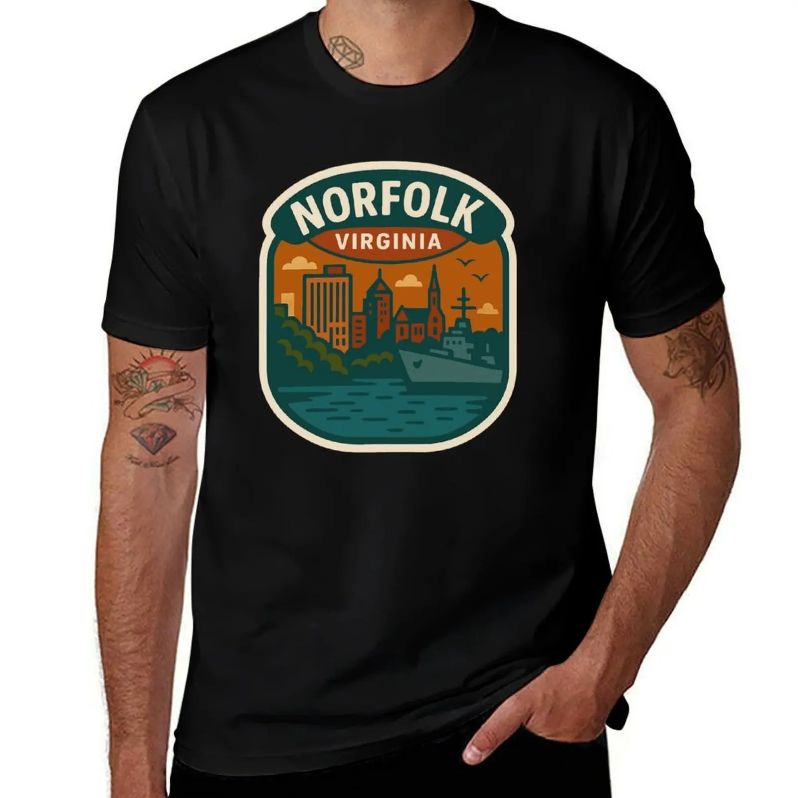 

Norfolk, Virginia Art T-Shirt graphic tee shirt Blouse tops men clothings