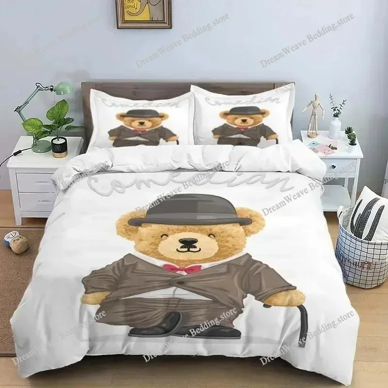 

3D Print Bear Print Digital Polyester Bedding Sets,Girl's Boys Duvet Cover Set for Teens Queen Quilt Cover with Pillowcase963