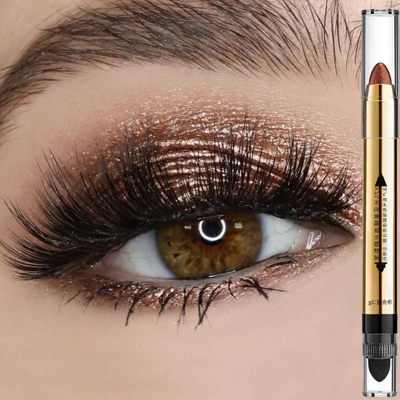 6 Colors Glitter Eyeshadow Pen Waterproof Lasting Sliver Brown Matte Shimmer Double-headed Eyeshadow Stick Eyes Makeup Cosmetic