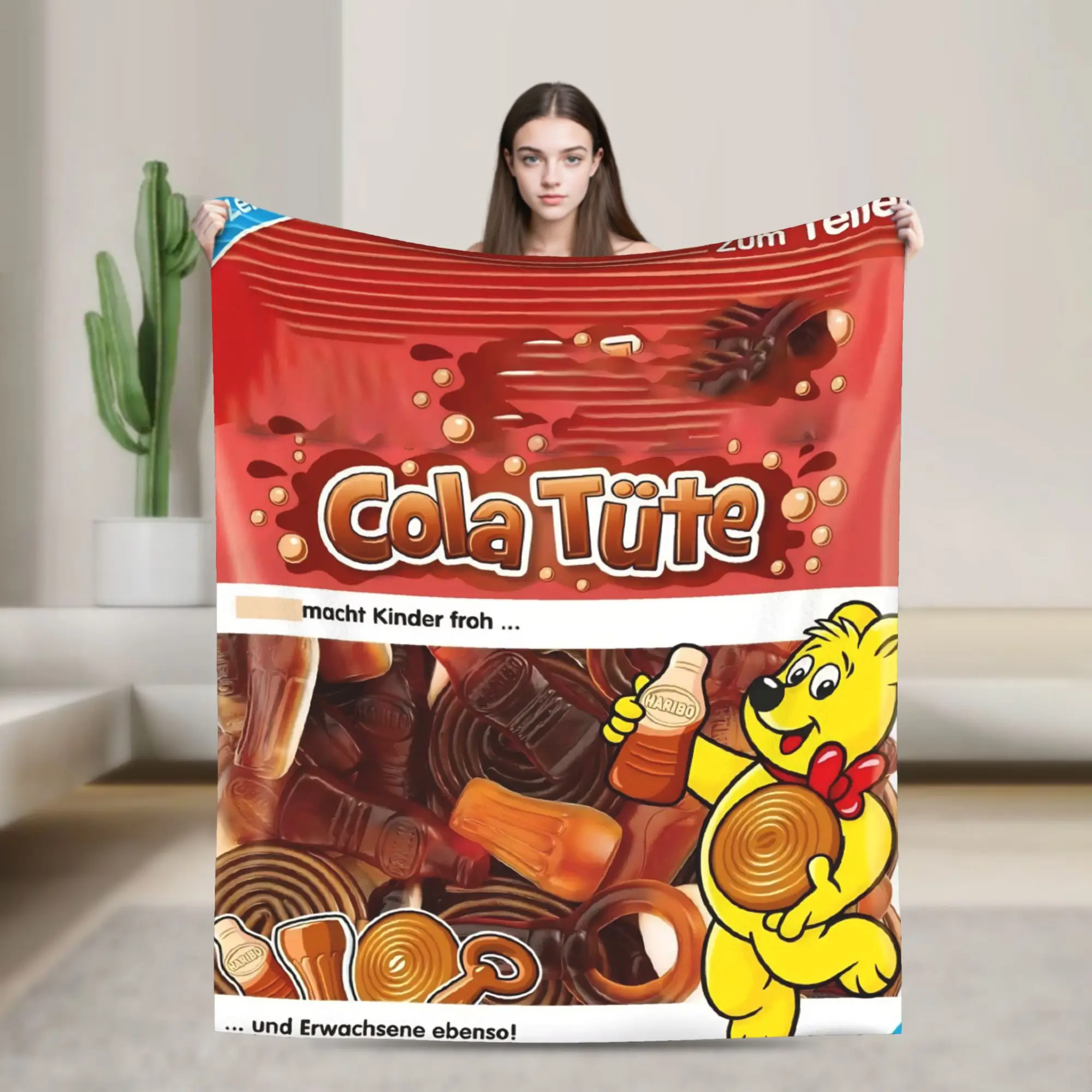 Haribo Candy Decken, warme Neuheit, Plüsch-Bettwäsche, Überwürfe für Couch, Bett, dekorative Flanell-Tagesdecke, Bettdecke
