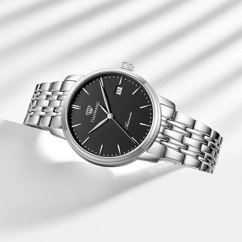 TIAN WANG Men Watches Business 39.5mm Automatic Mechanical Watch Stainless Steel Waterproof Wristwatches For Christmas Gifts