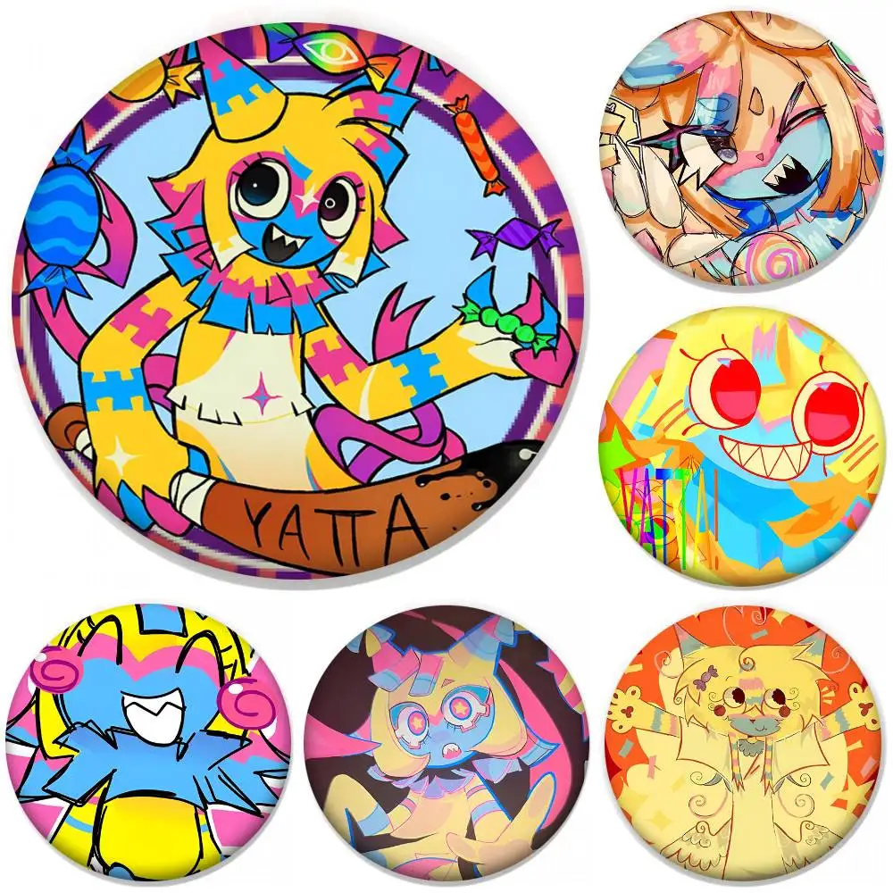 Y-Yatta Anime Rundes Abzeichen, kreative Brosche, Kleidung, Rucksack, Zubehör, Anstecknadel