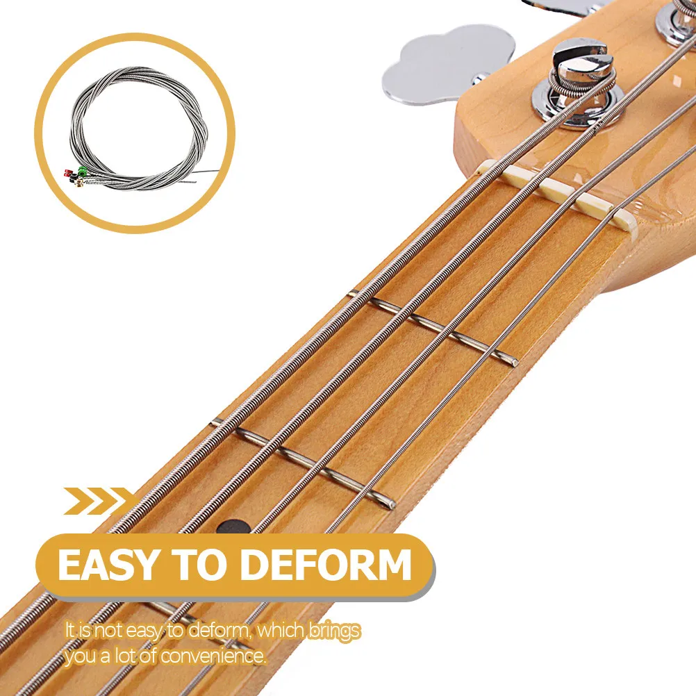1Set High Grade Stainless Steel Bass String Set for Bass Guitar Replacement Strings Strong Balanced Tension Colorful Ball End