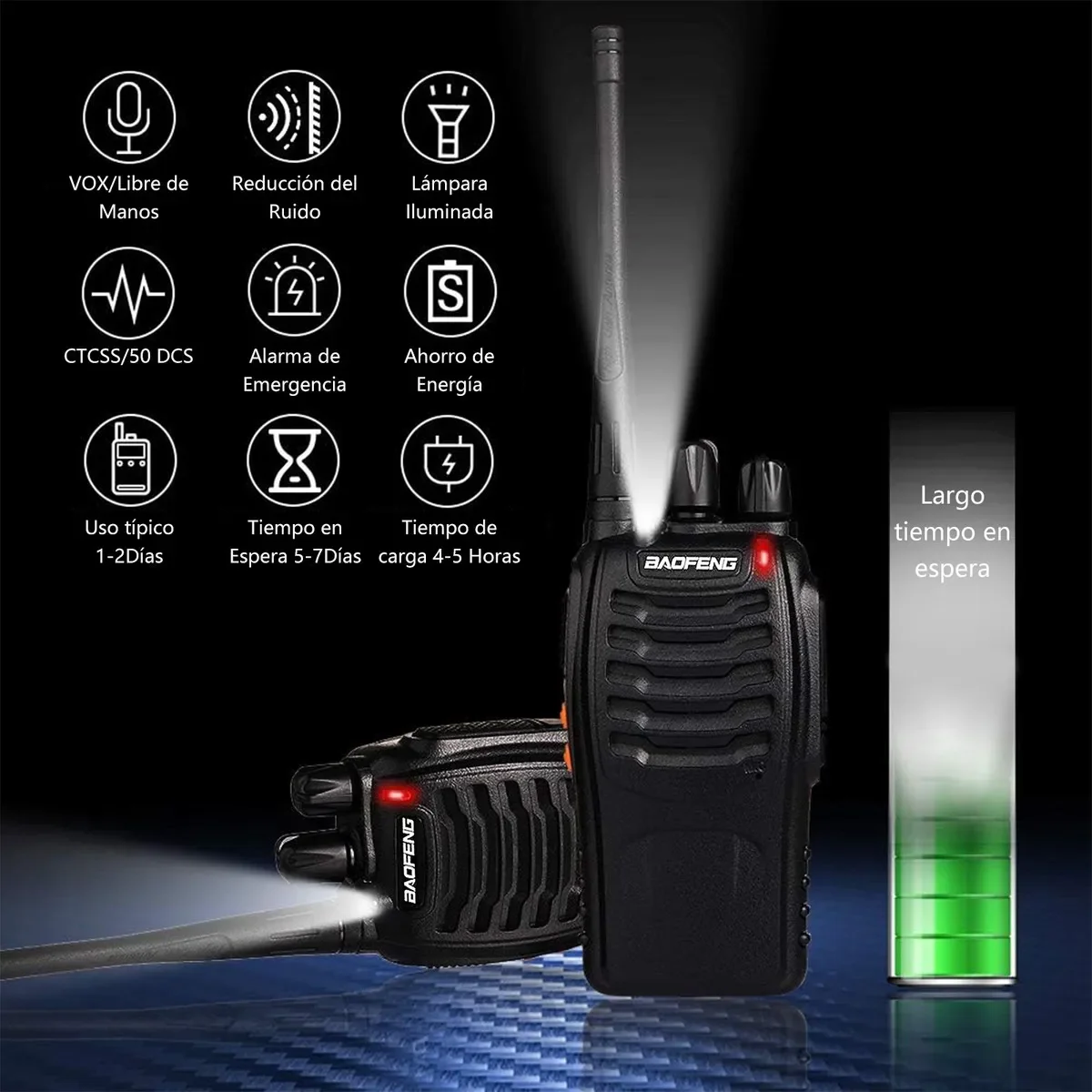 Baofeng BF-666S Walkie Talkies Two Way Radios UHF 420-450MHz 16CH 1500mAh 5W 2-Pack for Security Warehouse Hiking